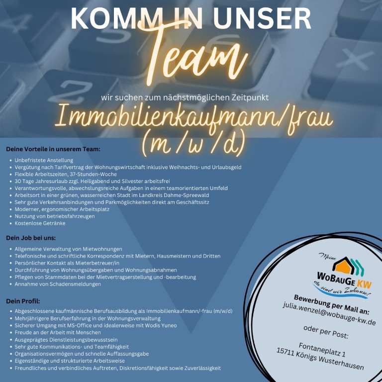 Stellenanzeige Immobilienkaufmann